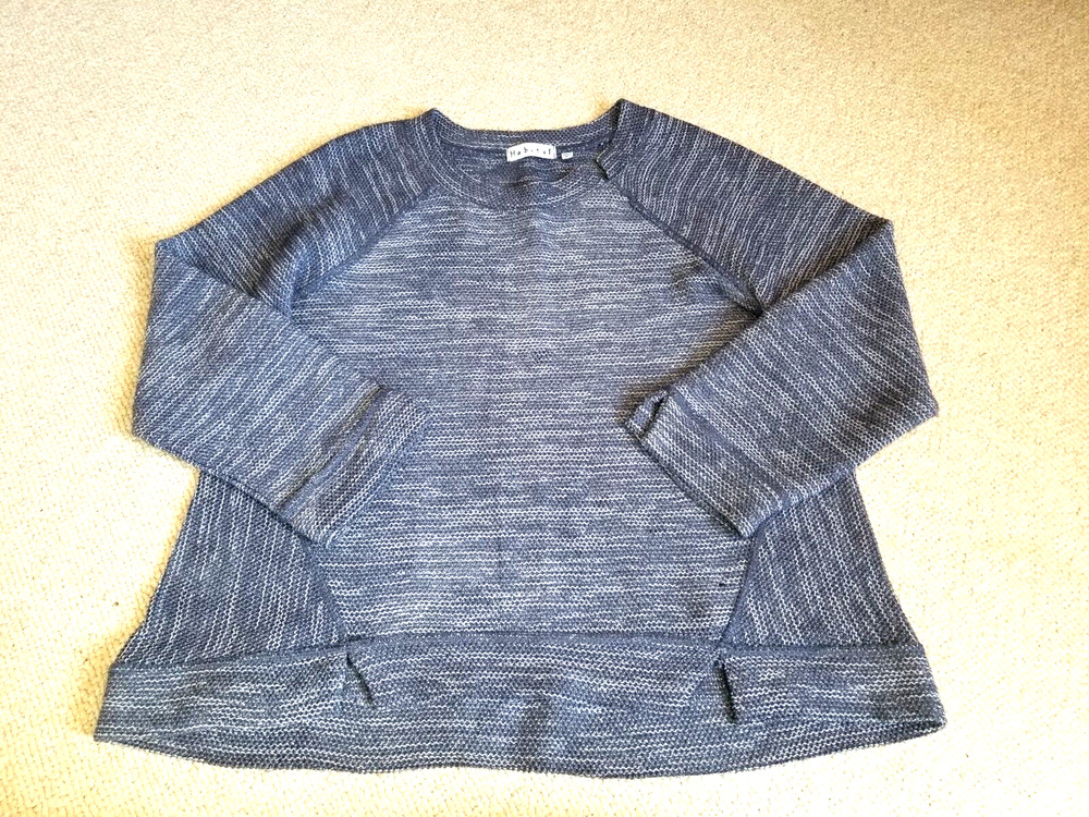Womens Sweater/top-HABITAT-blue marled cotton blend pullover Artsy Boho ls-M